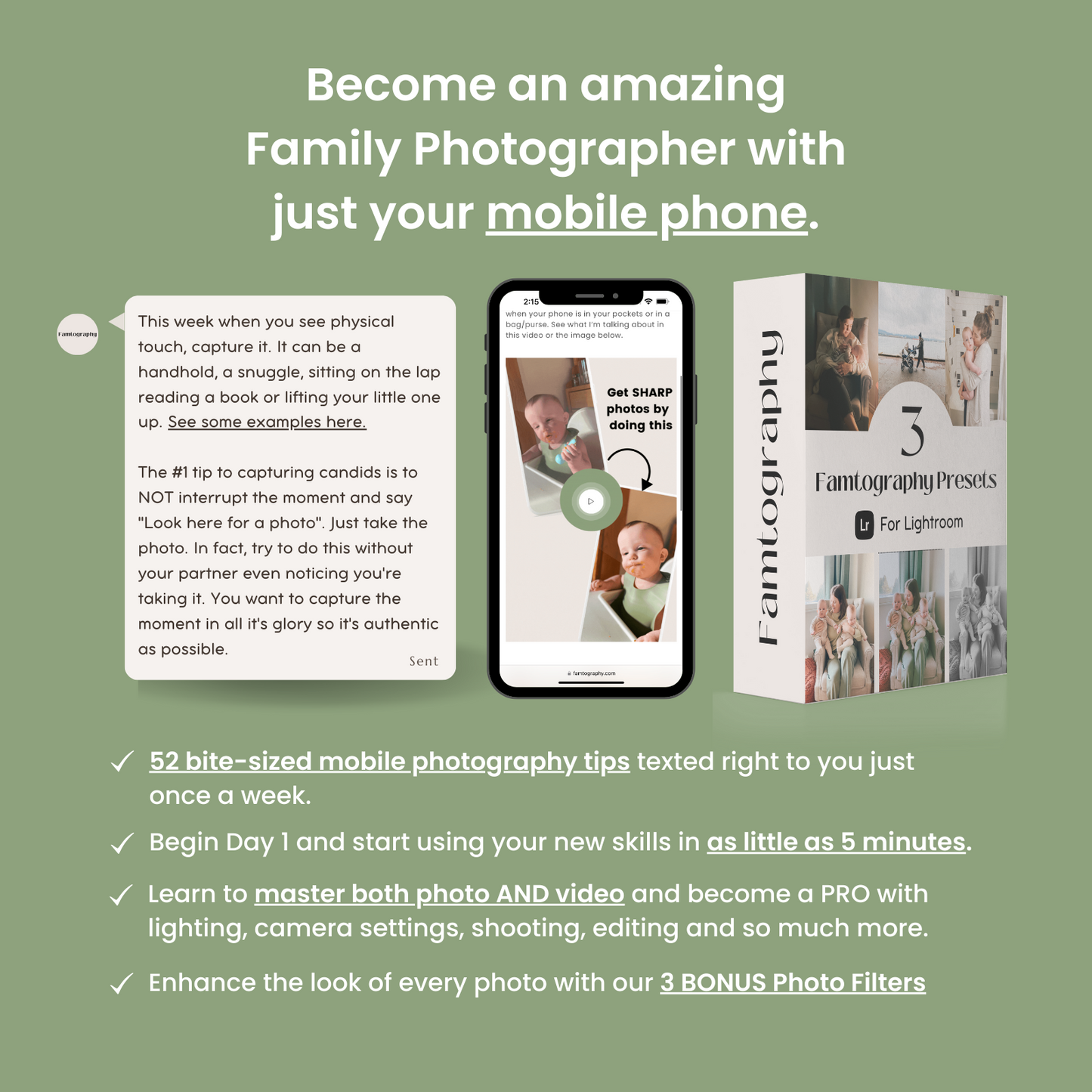 52 Famtography E-mail Prompts & Mastering the Art of Mobile Family Photography Bundle for Partners